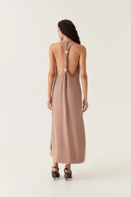 Aje Intrigue Twist Back Midi Dress in Chocolate Brown Size AU 10 for rent on The Volte - image 3