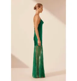 Shona Joy Elle Silk Lace Cowl Maxi Dress Emerald Green Size AU 8 for rent on The Volte - image 3