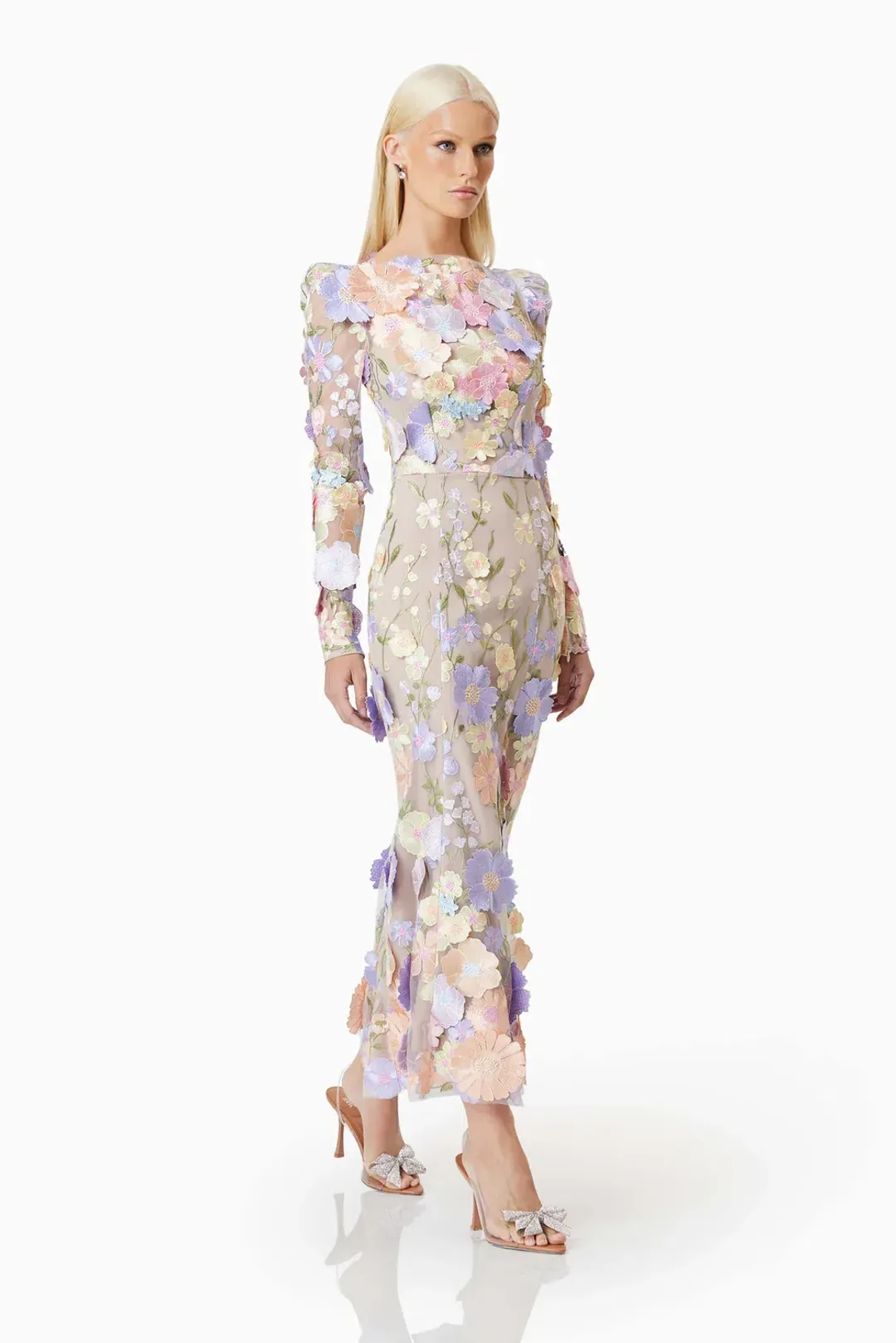 Elliatt Shannon 3D Floral Midi Dress In Purple Size AU 8 for rent on The Volte - main image