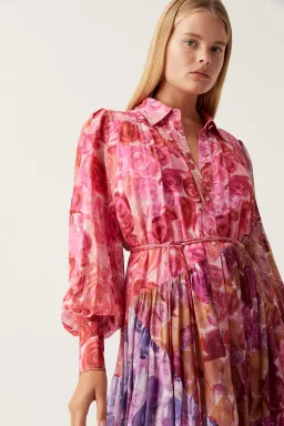 Aje Collisions Smock Maxi Dress Kaleidoscopic Rose Size AU 8 for rent on The Volte - image 3