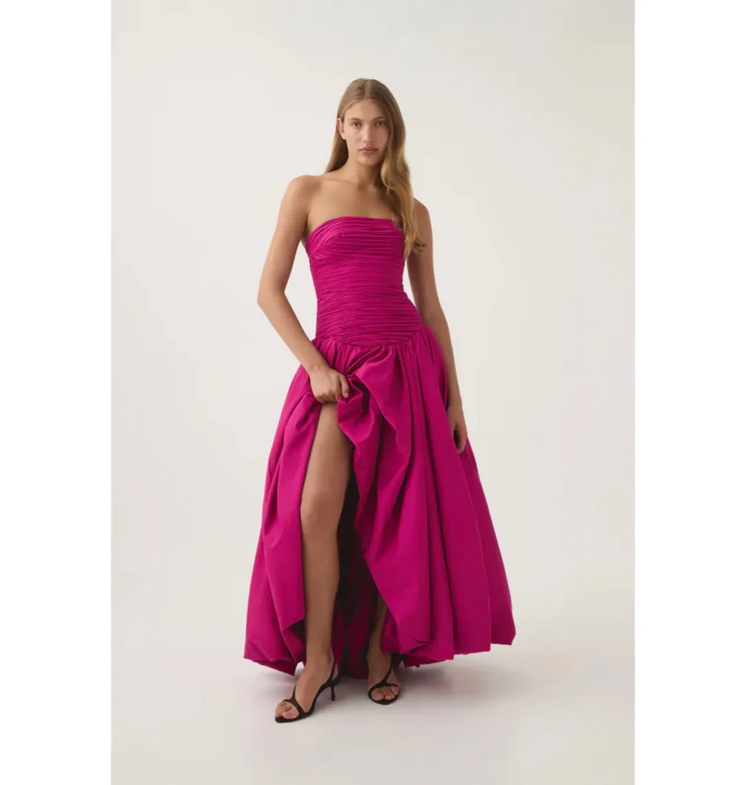 Aje Violette Bubble Hem Maxi Dress Deep Magenta Size L / AU 12 for rent on The Volte - main image