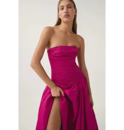 Aje Violette Bubble Hem Maxi Dress Deep Magenta Size L / AU 12 for rent on The Volte - image 3