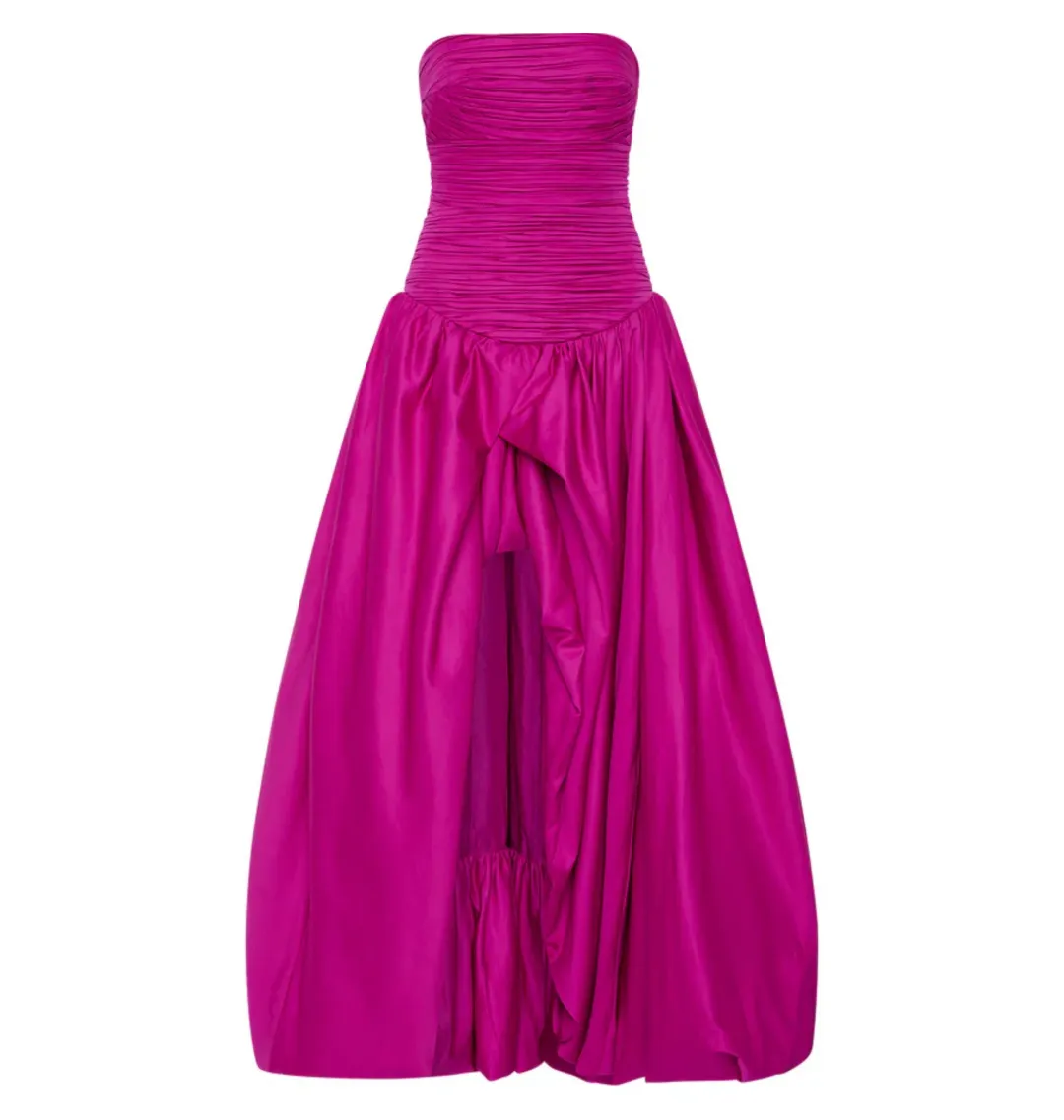 Aje Violette Bubble Hem Maxi Dress Deep Magenta Size L / AU 12 for rent on The Volte - main image
