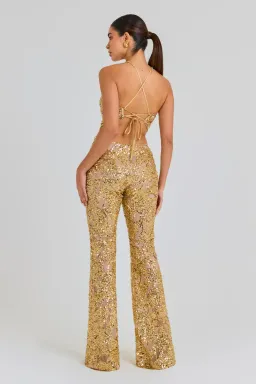 Nadine Merabi Hallie Jumpsuit Gold Size XS / AU 6 for rent on The Volte - image 4
