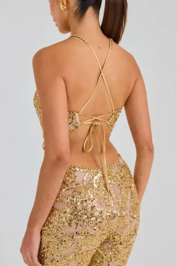 Nadine Merabi Hallie Jumpsuit Gold Size XS / AU 6 for rent on The Volte - image 3