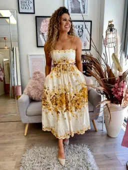 Zimmermann Aliane Scallop Midi Dress Amber Floral Size 8 for rent on The Volte - image 2