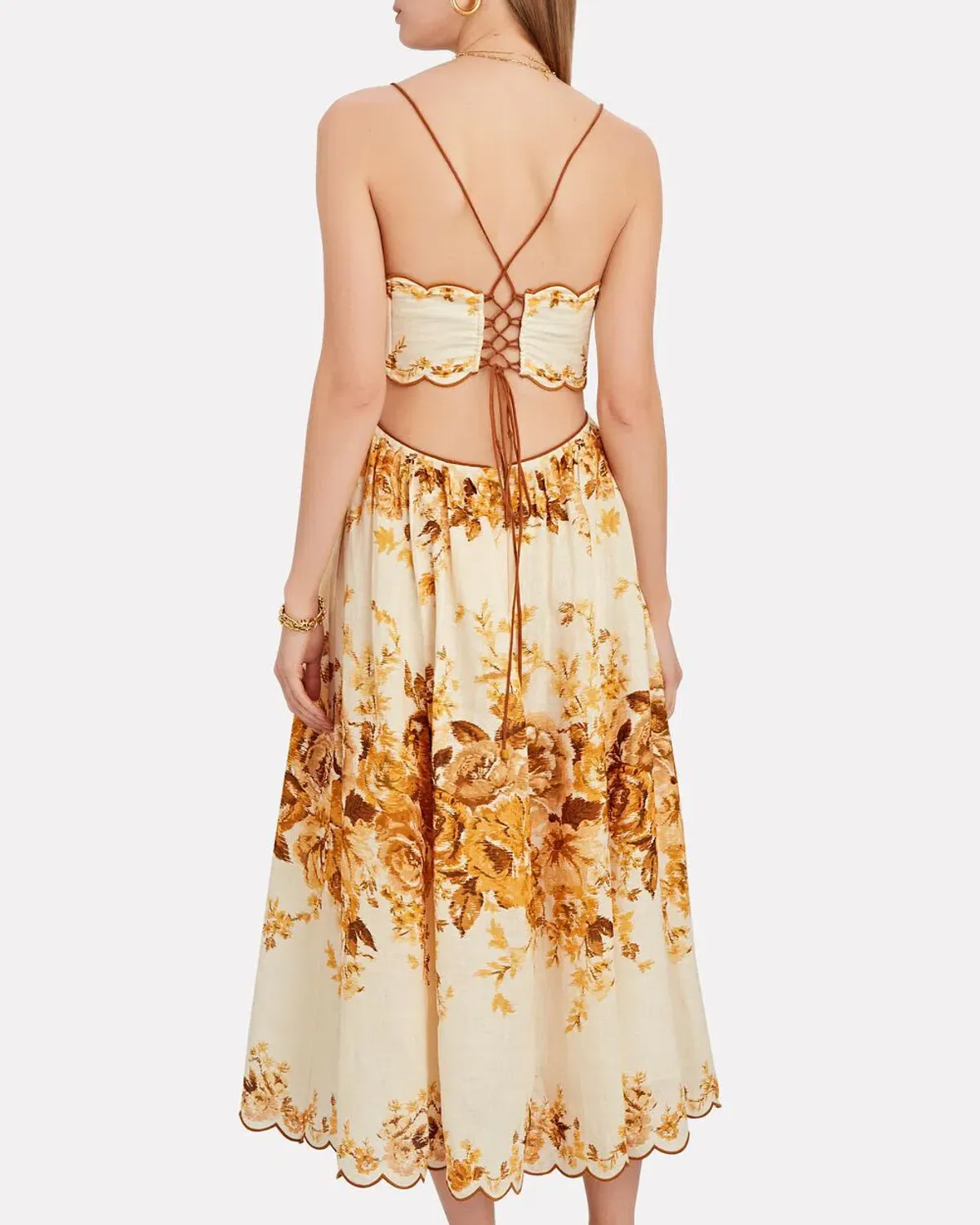 Zimmermann Aliane Scallop Midi Dress Amber Floral Size 8 - Image 3