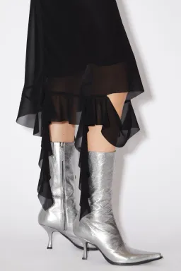 Acne Studios Asymmetrical Ruffled Midi Strap Dress in Black Size 10 for rent on The Volte - image 5