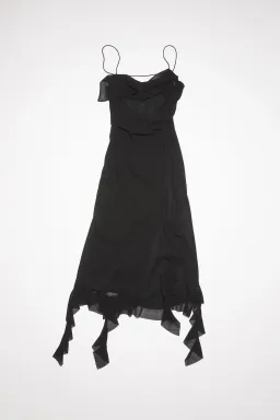 Acne Studios Asymmetrical Ruffled Midi Strap Dress in Black Size 10 for rent on The Volte - image 6