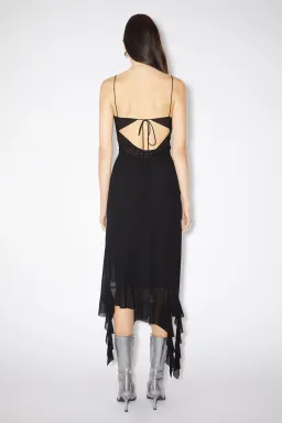 Acne Studios Asymmetrical Ruffled Midi Strap Dress in Black Size 10 for rent on The Volte - image 3