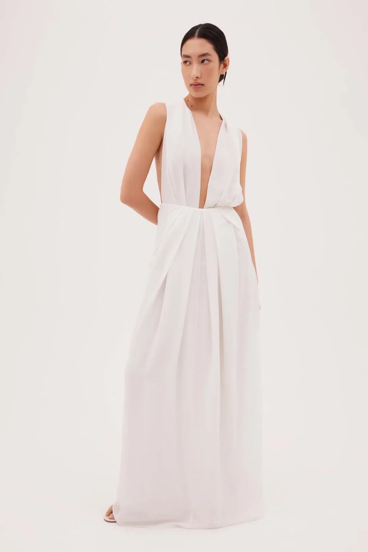 Bianca Spender Ascendent Gown in White Silk Size 10 - Image 1