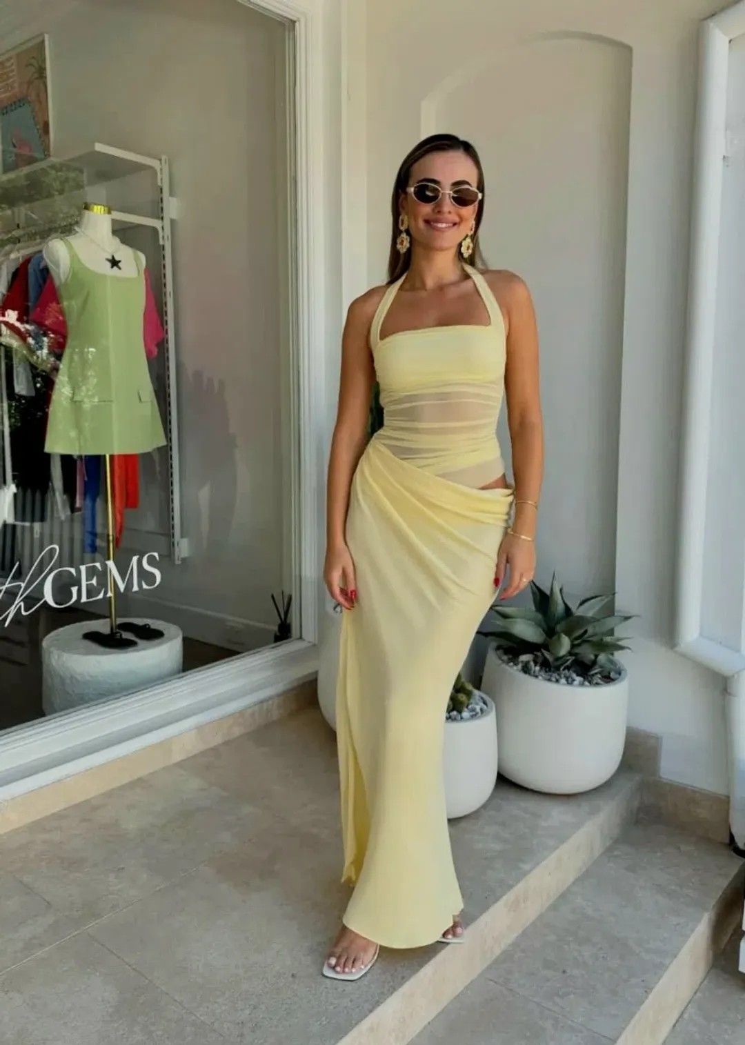 BENNI Gina Maxi Dress Yellow Size 8 for rent on The Volte - main image