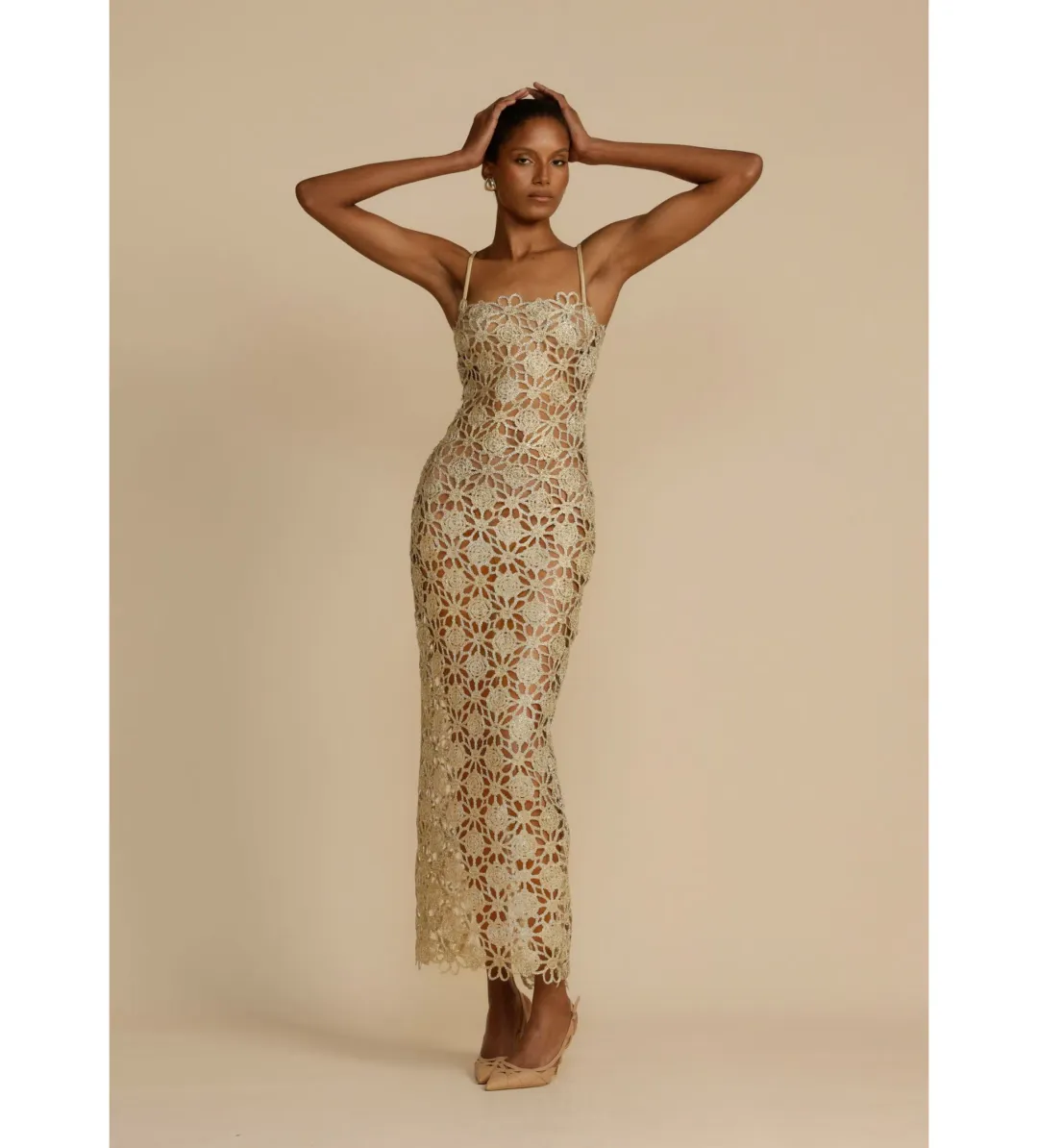 Arcina Ori Kendra Dress Gold Size 6 for rent on The Volte - main image