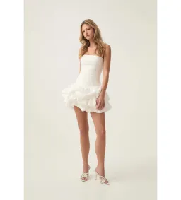 Aje Violette Bubble Hem Mini Dress White Size 6 for rent on The Volte - image 1