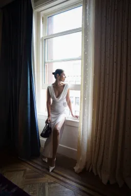 Magda Butrym Draped Neck Dress White Size 6 for rent on The Volte - image 4