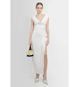 Magda Butrym Draped Neck Dress White Size 6 for rent on The Volte - image 1