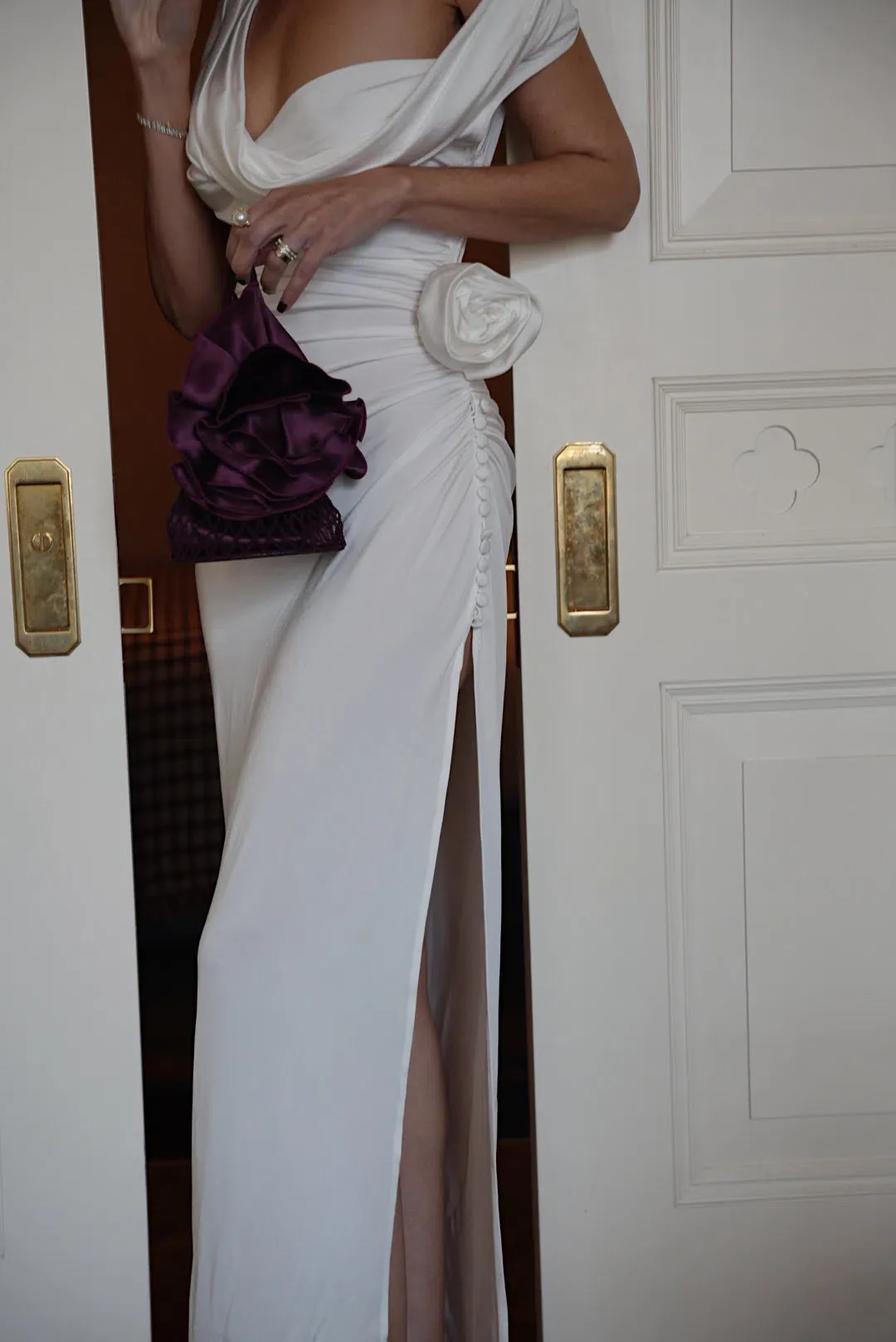 Magda Butrym Draped Neck Dress White Size 6 for rent on The Volte - main image