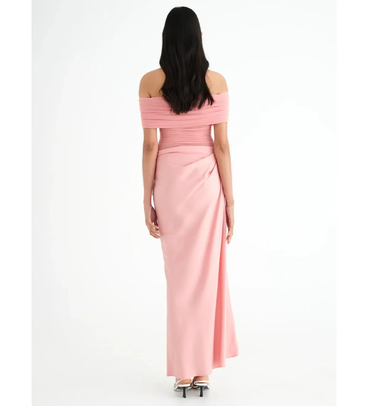 Benni Nico Off-Shoulder Maxi Dress Candy Floss Size 8 - Image 2