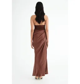 Benni Gina Halter Maxi Dress in Chocolate Size AU 6 for rent on The Volte - image 3