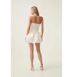 Aje Violette Bubble Hem Mini Dress White Size AU 8 for rent on The Volte - image 2