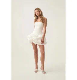 Aje Violette Bubble Hem Mini Dress White Size AU 8 for rent on The Volte - image 1