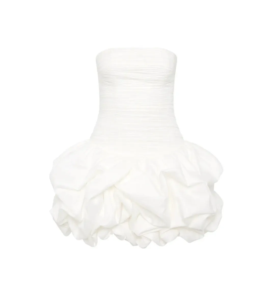 Aje Violette Bubble Hem Mini Dress in Ivory Size AU 12 for rent on The Volte - main image
