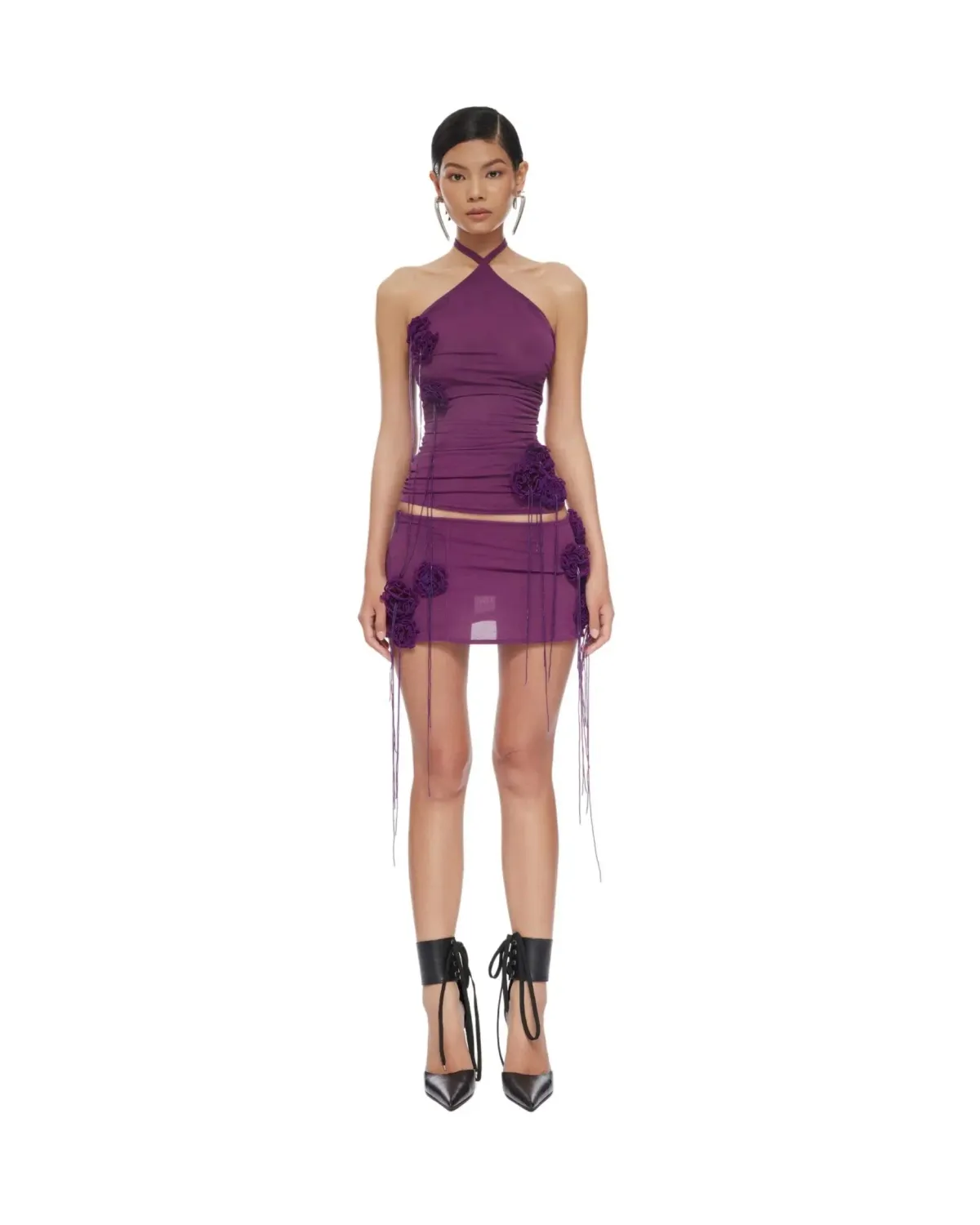 Violet Halterneck Top and Aster Mini Skirt Set in Purple Size AU 6 - Image 1