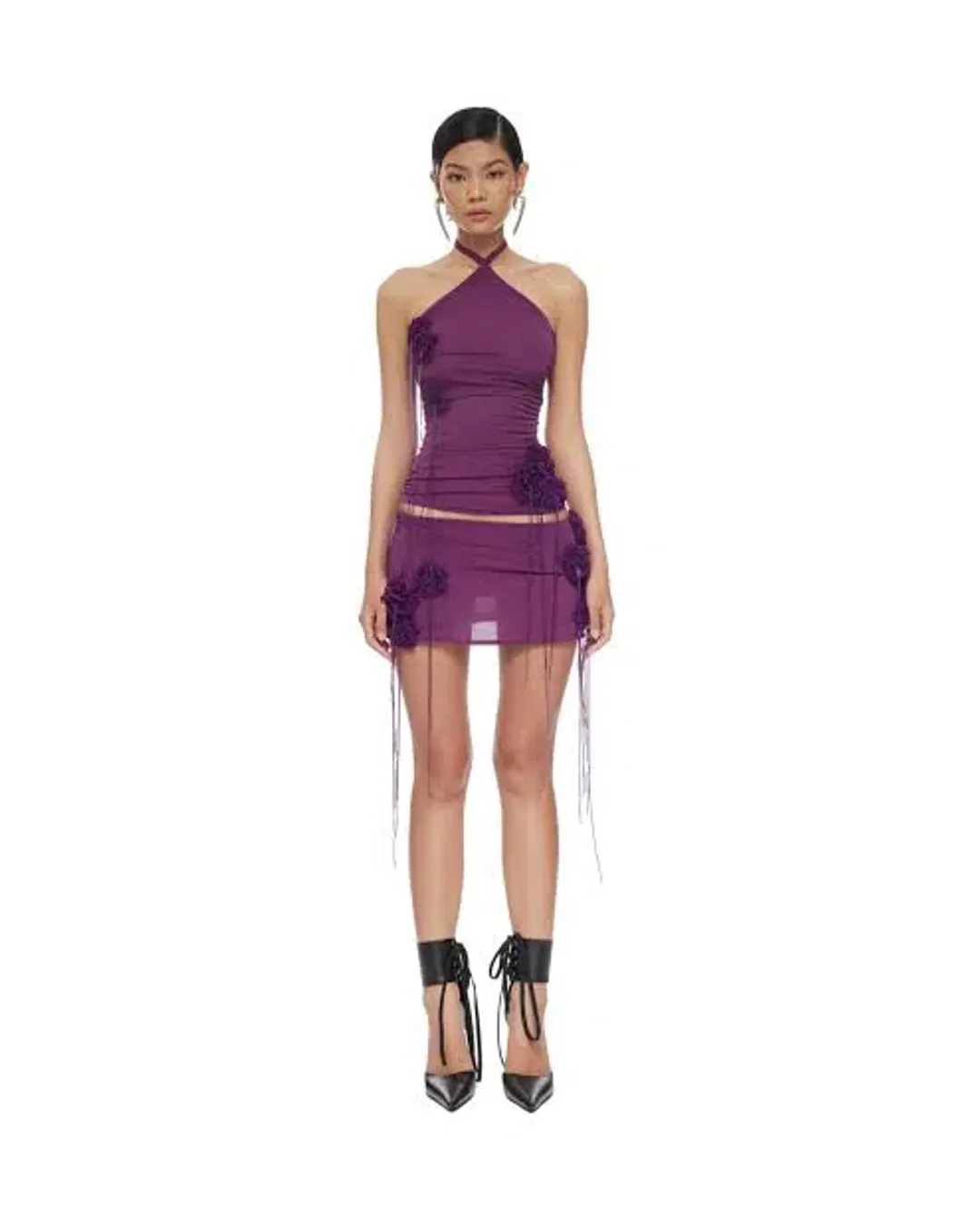 Violet Halterneck Top and Aster Mini Skirt Set in Purple Size AU 6 for rent on The Volte - main image