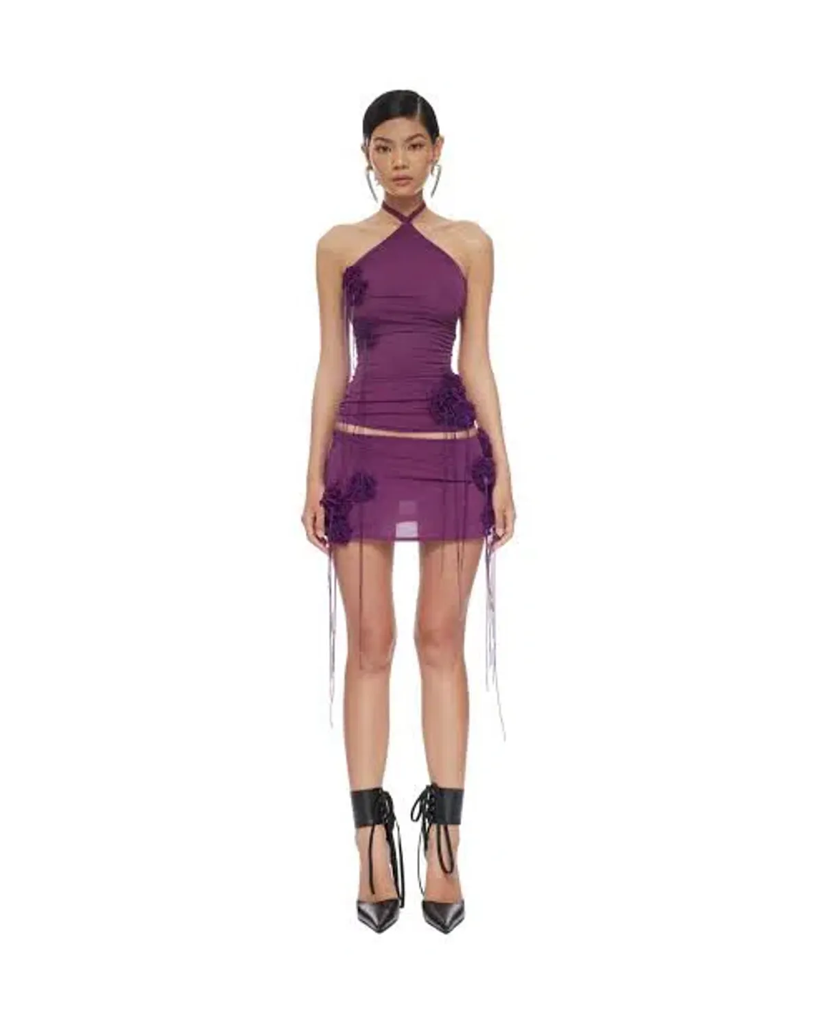 Violet Halterneck Top and Aster Mini Skirt Set in Purple Size AU 6 - Image 2