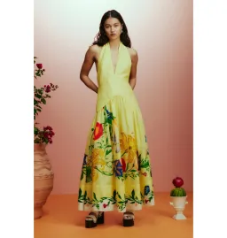 Alemais Dahlia Halter Gown Lemon Size AU 8 for rent on The Volte - image 1