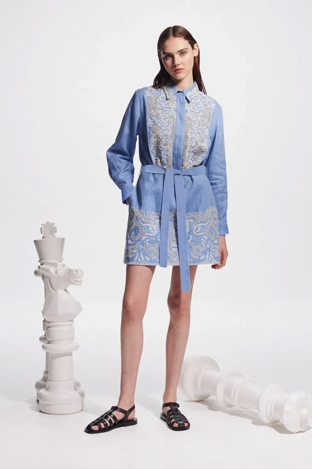 Alemais Arion Mini Dress Cornflower Blue Size AU 10 for rent on The Volte - main image