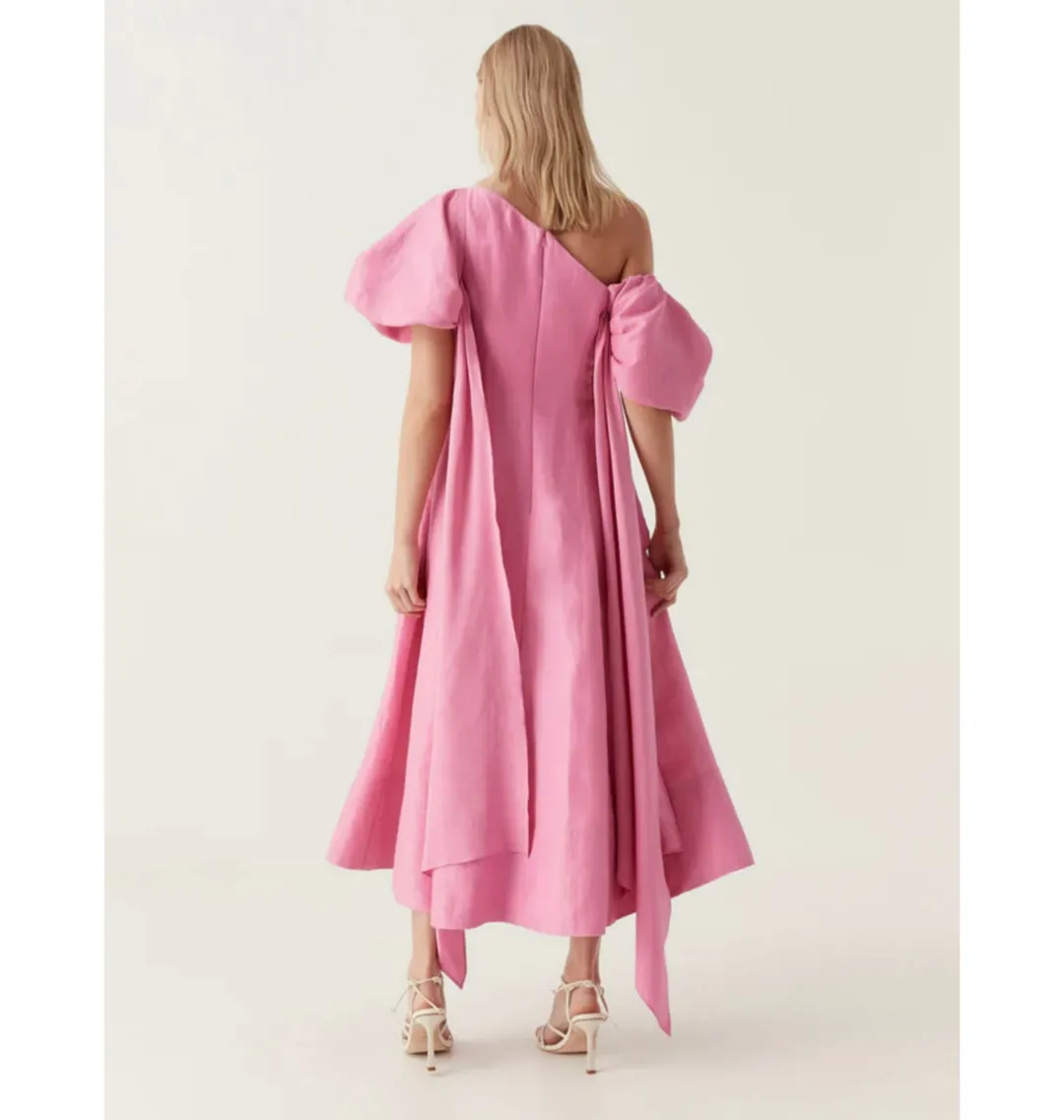 Aje Arista Tulip Sleeve Midi Dress Cerise Pink Size AU 14 for rent on The Volte - main image