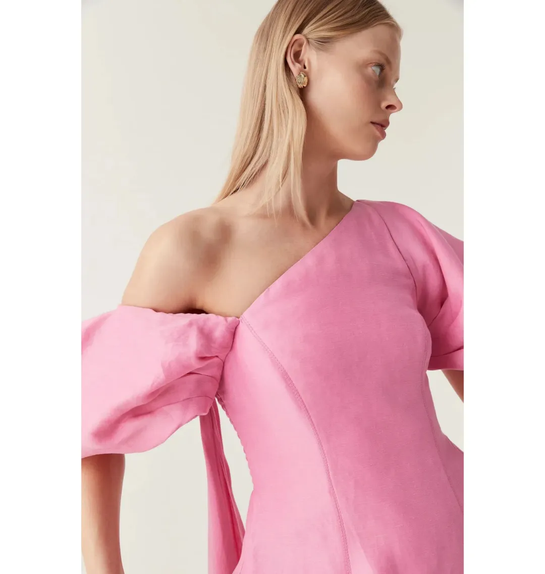 Aje Arista Tulip Sleeve Midi Dress Cerise Pink Size AU 14 for rent on The Volte - main image
