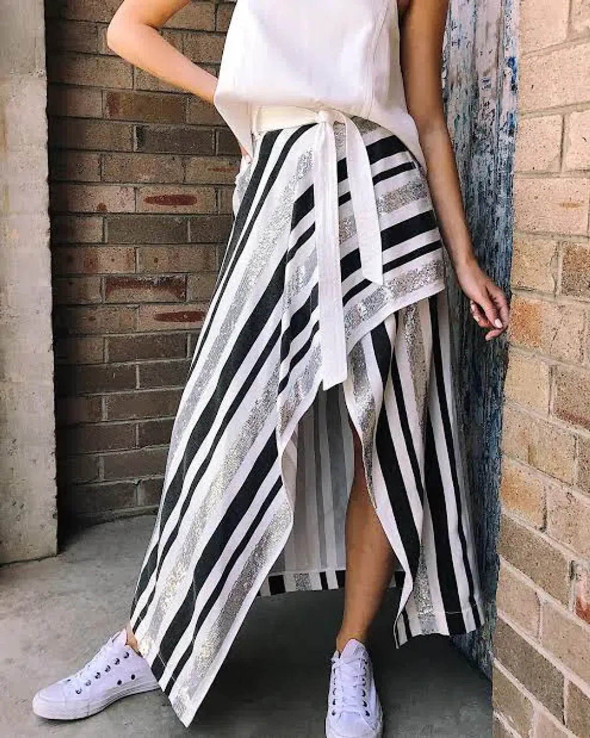 Sass and Bide The Front Row Maxi Skirt Black/Silver Size AU 6 - Image 4