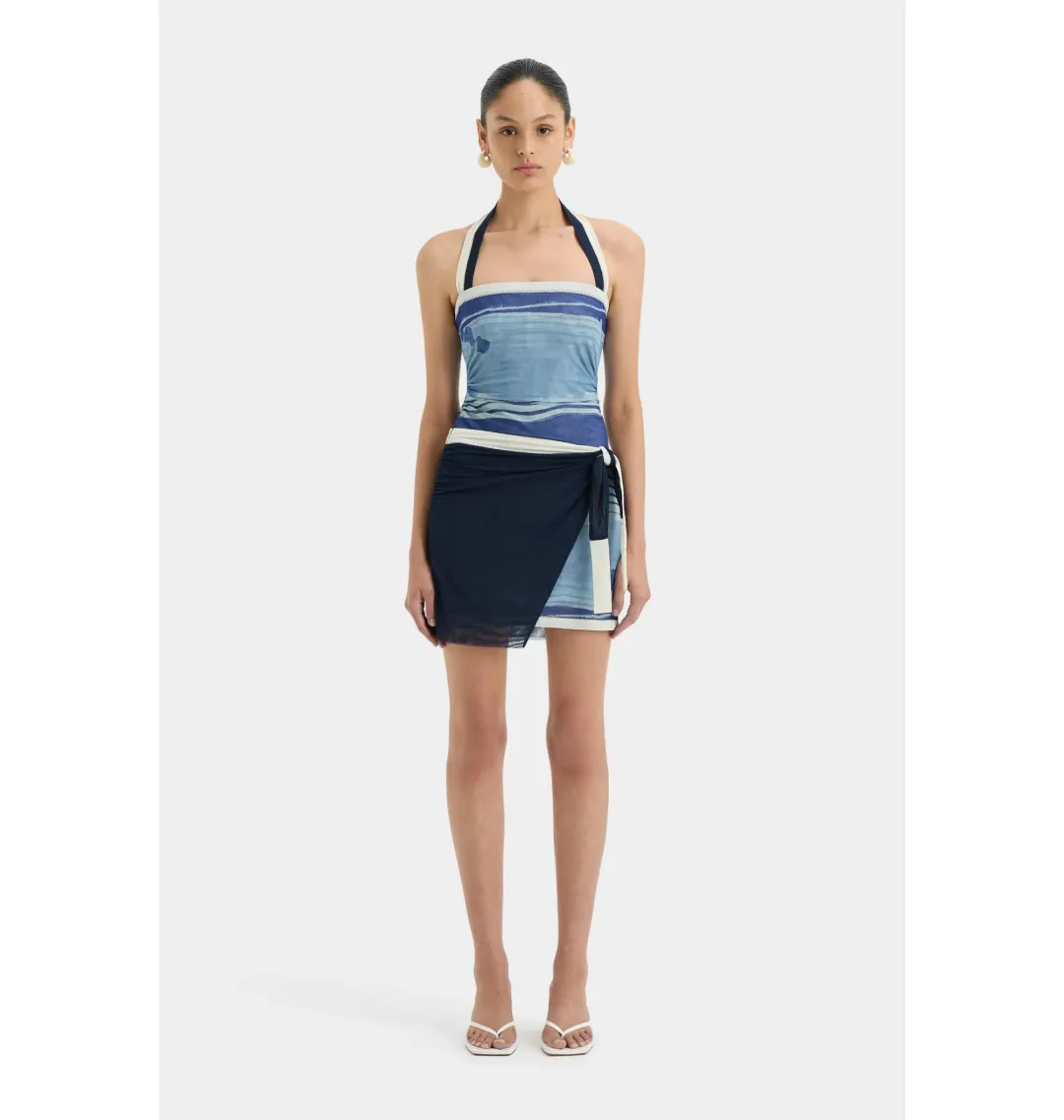 Sir the Label Breeze Mini Dress in Shoreline Stripe Size 0 / AU 6 for rent on The Volte - main image