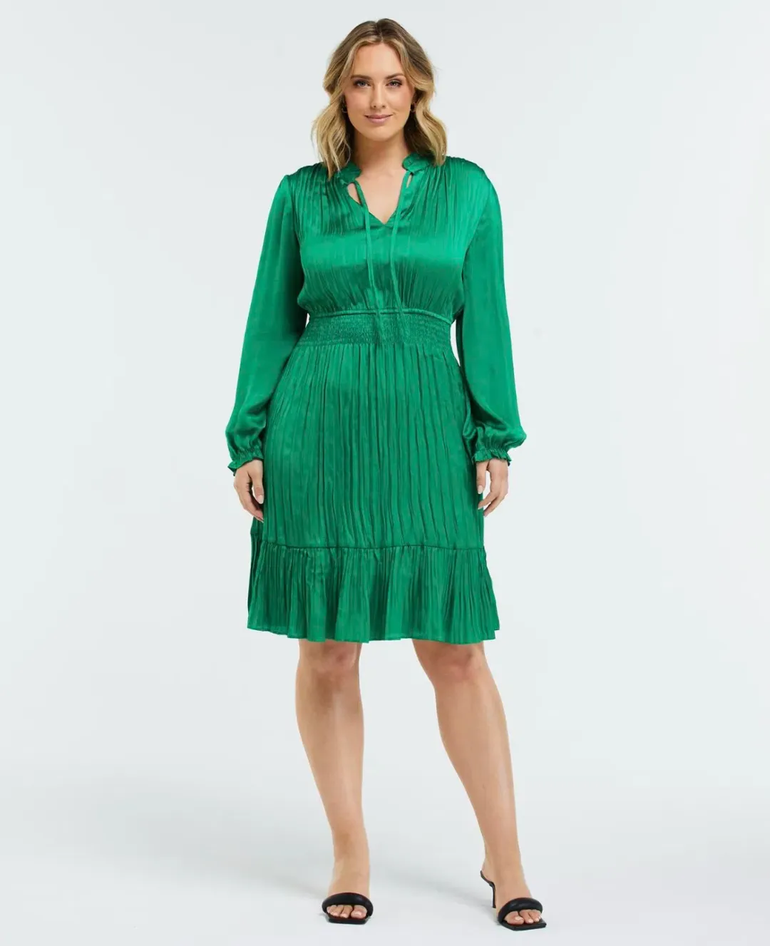 Estelle Clothing Nina Shirred Dress Green Size AU 20 for rent on The Volte - main image