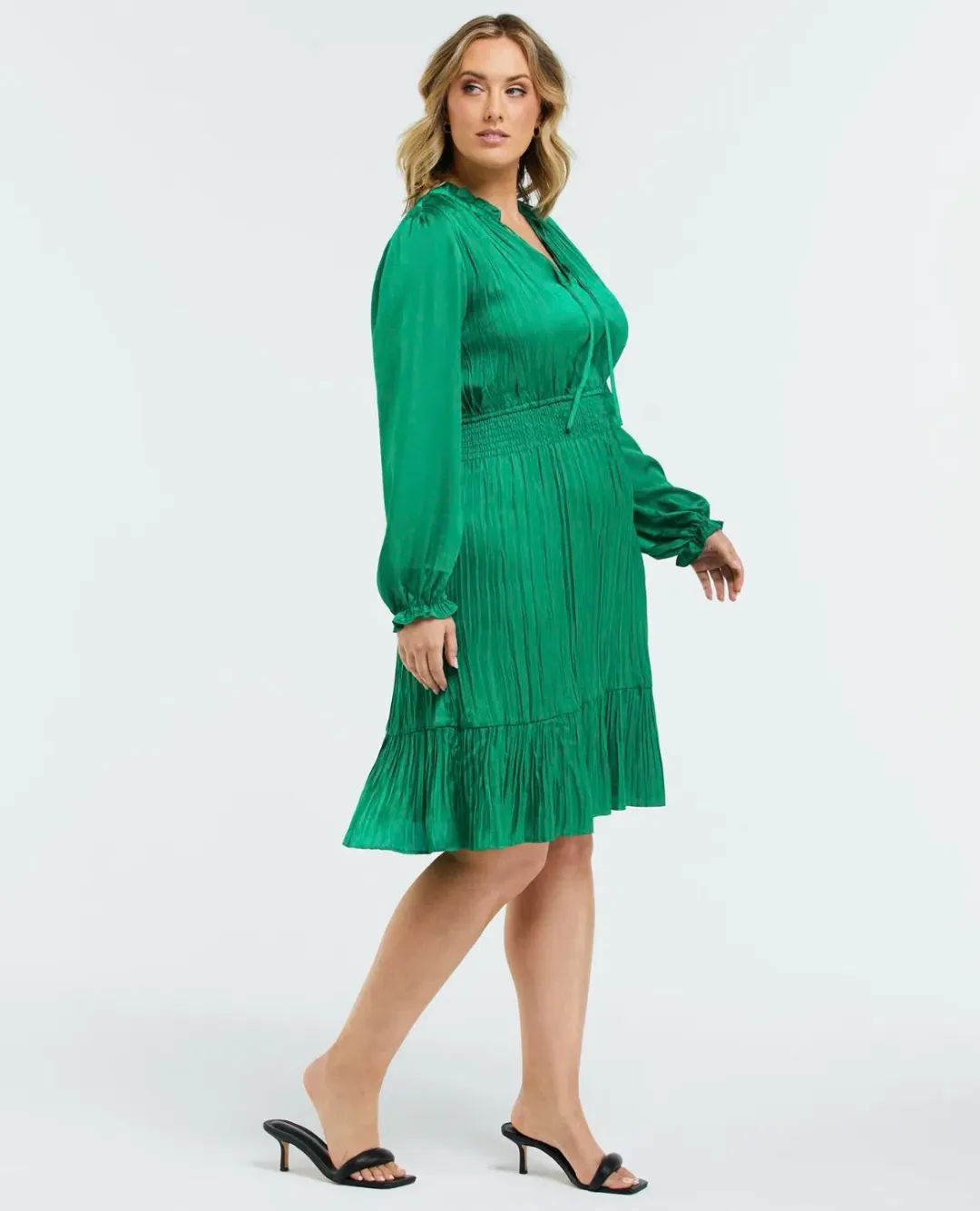 Estelle Clothing Nina Shirred Dress Green Size AU 20 for rent on The Volte - main image