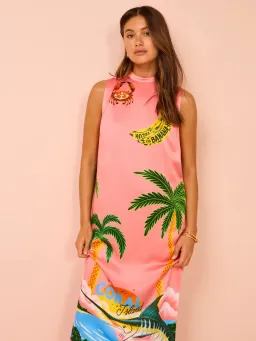 Alemais Paradiso Silk Midi Dress Pink Multi Size 10 AU for rent on The Volte - image 14