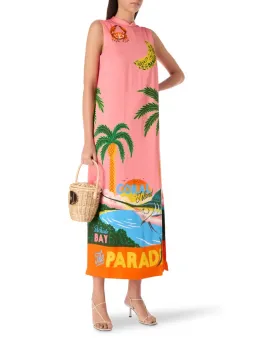 Alemais Paradiso Silk Midi Dress Pink Multi Size 10 AU for rent on The Volte - image 2