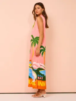 Alemais Paradiso Silk Midi Dress Pink Multi Size 10 AU for rent on The Volte - image 9