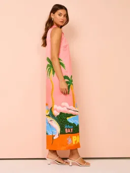 Alemais Paradiso Silk Midi Dress Pink Multi Size 10 AU for rent on The Volte - image 11