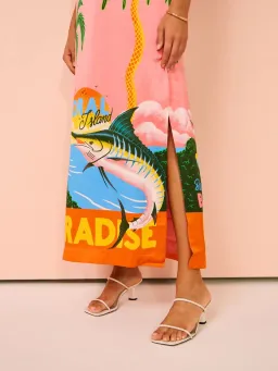 Alemais Paradiso Silk Midi Dress Pink Multi Size 10 AU for rent on The Volte - image 16