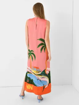 Alemais Paradiso Silk Midi Dress Pink Multi Size 10 AU for rent on The Volte - image 21