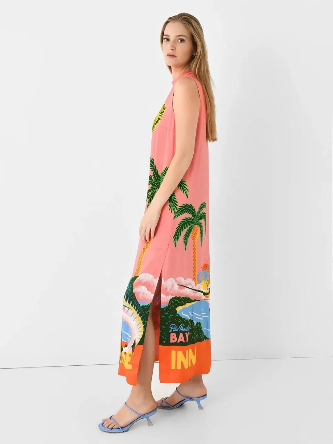 Alemais Paradiso Silk Midi Dress Pink Multi Size 10 AU for rent on The Volte - main image