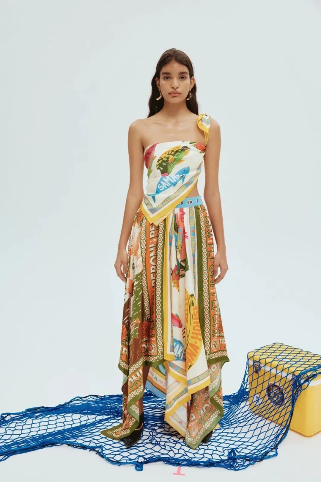 Alemais Samaki Scarf Top & Paradiso Silk Scarf Skirt Set Multi Size 10 AU for rent on The Volte - main image