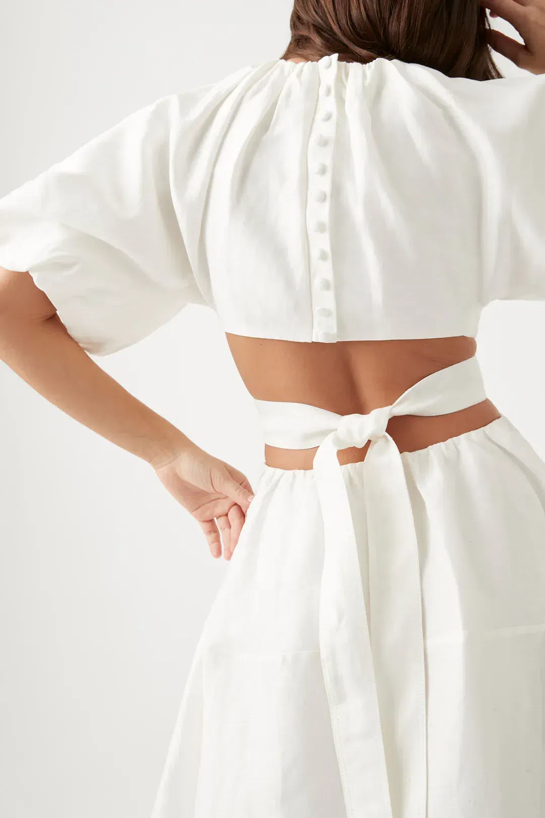 Aje Mimosa Cutout Midi Dress In Ivory Size 10 for rent on The Volte - main image