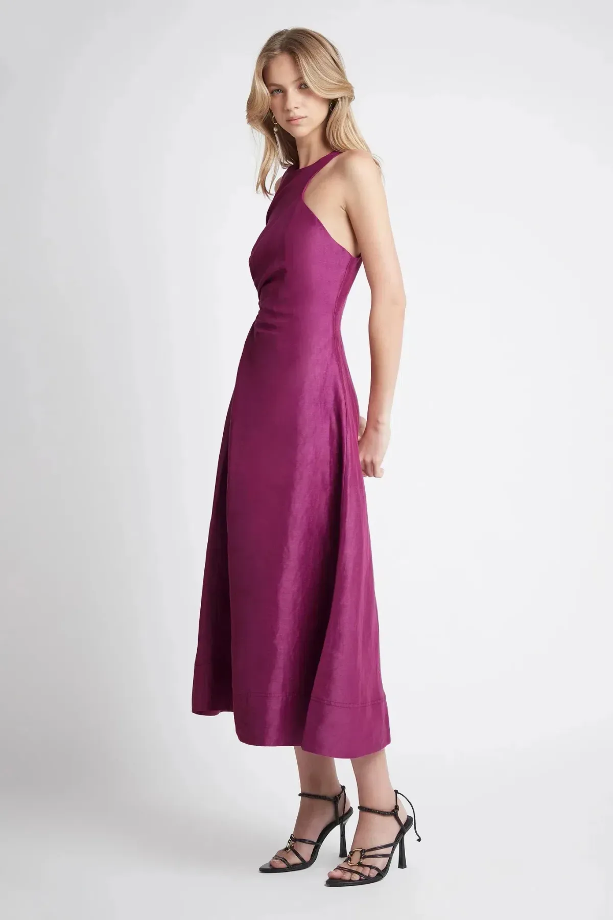 Aje Chateau Cut Out Midi Dress Fuchsia Size 12 - Image 2