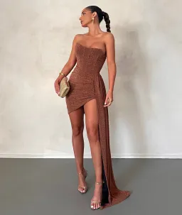 Melani the Label Alia Mini Dress Bronze Gold Size XS / AU 6 for rent on The Volte - image 1