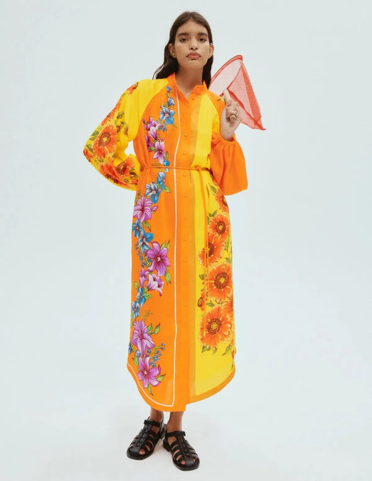 Alemais Jude Linen Midi Shirtdress Multi/Floral Size AU 10 - Image 1