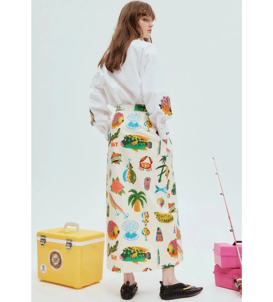 Alemais Clam Embroidered Shirt Print Size 12 for rent on The Volte - main image